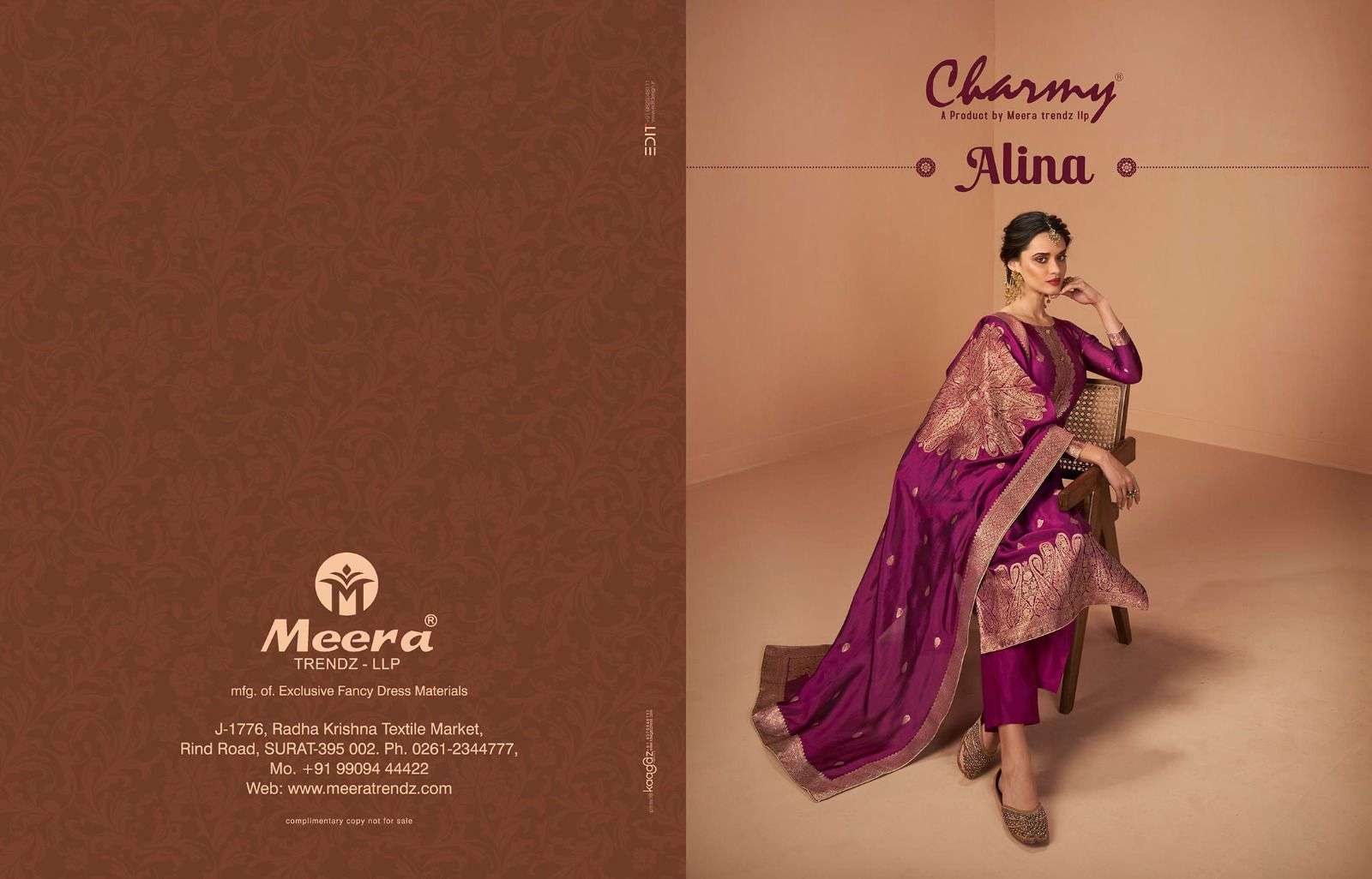 CHARMY ALINA BY ZISA 4701 TO 4707 SERIES BAMBERG SILK JACQUARD WORK DRESSES