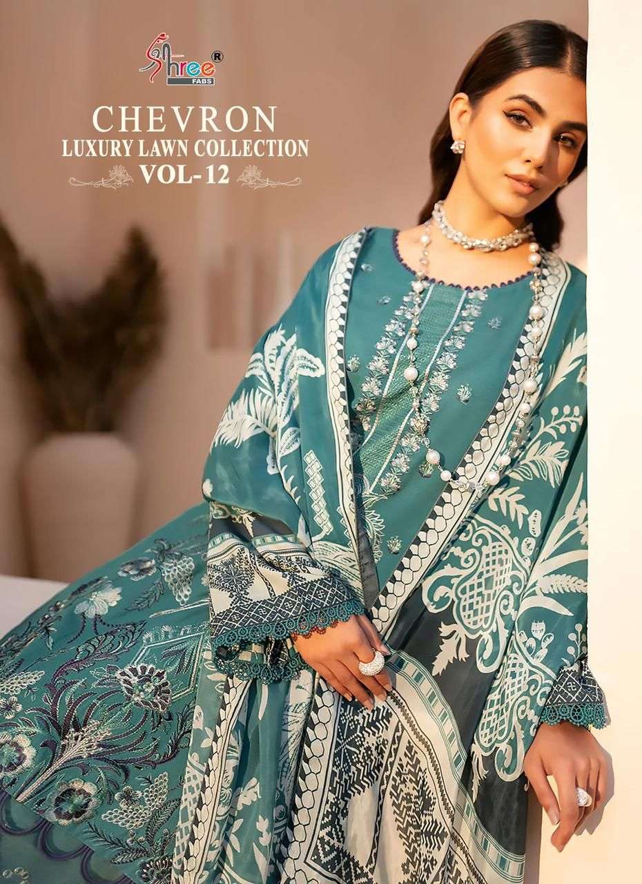 CHEVERON LUXURY LAWN COLLECTION VOL-12 BY SHREE FABS 2522 TO 2526 SERIES PAKISTANI DRESSES