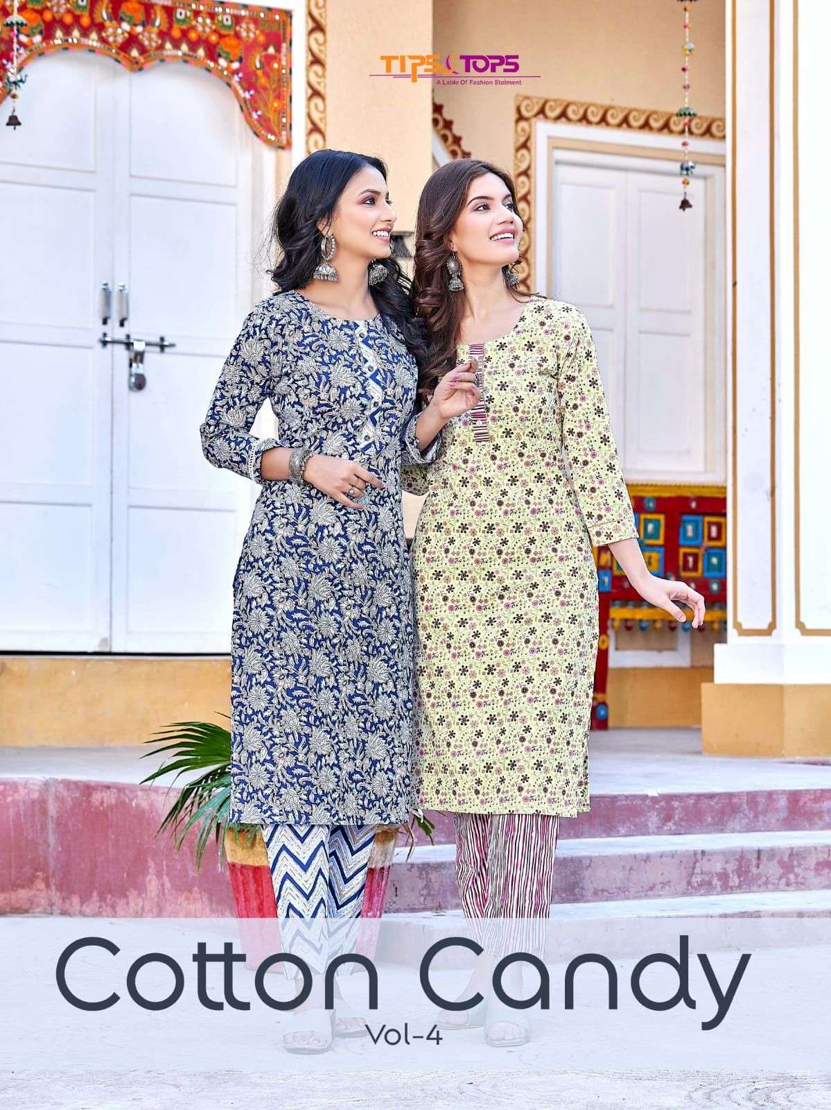 COTTON CANDY VOL-4 BY TIPS & TOPS 1001 TO 1006 SERIES COTTON KURTIS WITH PANT