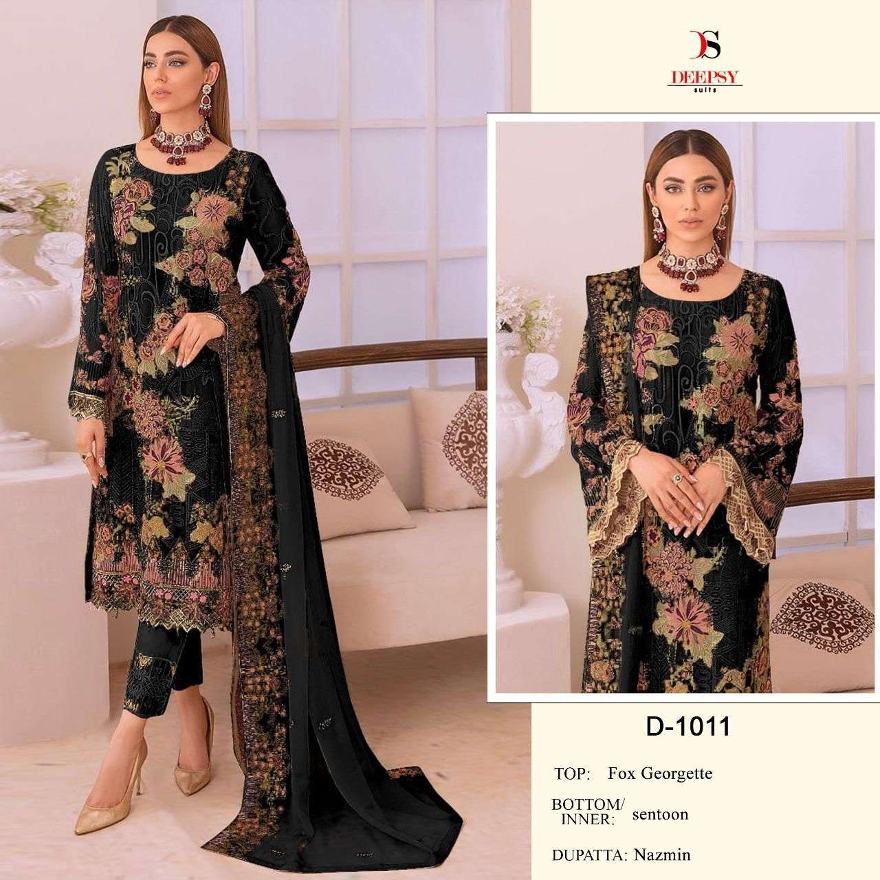 D-1011 HIT DESIGN BY DEEPSY SUITS GEORGETTE EMBROIDERY PAKISTANI DRESS