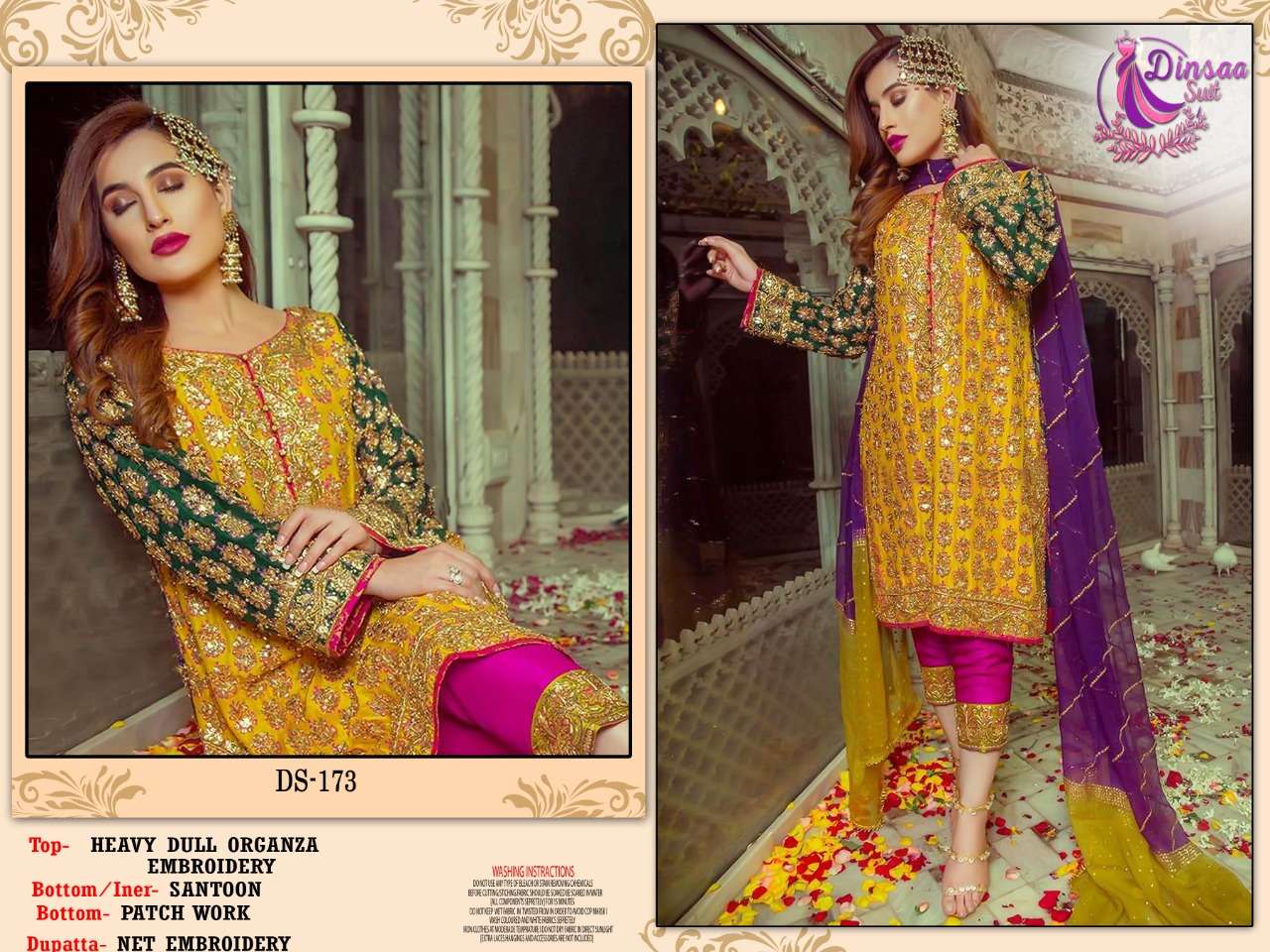 DS-173 HIT DESIGN BY DINSAA SUIT ORGANZA PAKISTANI DRESS