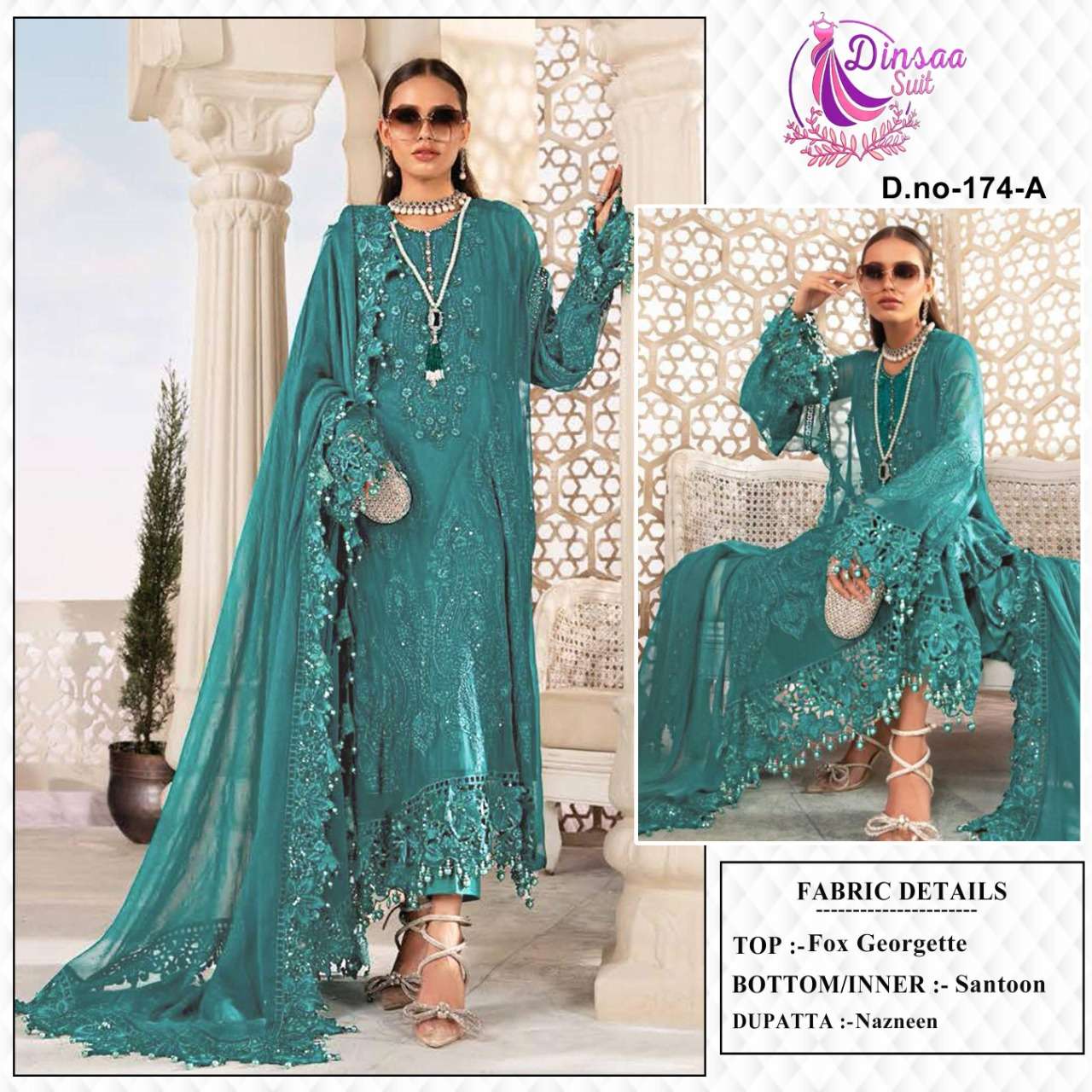 DS-174 COLOURS BY DINSAA SUIT GEORGETTE PAKISTANI DRESS