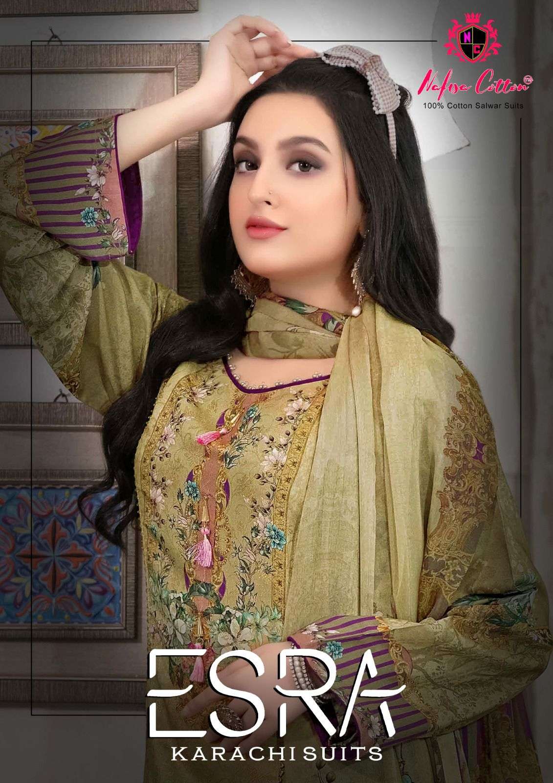 ESRA KARACHI SUITS VOL-01 BY ASLIWHOLESALE 1001 TO 1006 SERIES COTTON PRINT DRESSES