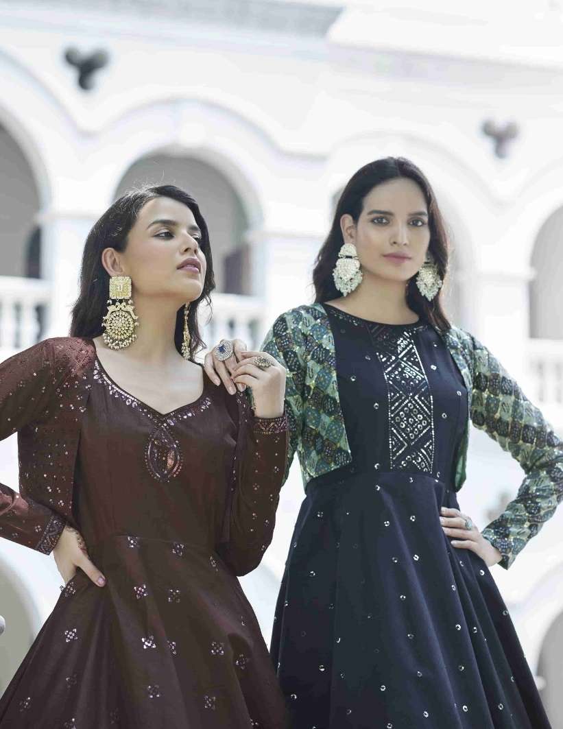 FLORY VOL-21 BY SHUBHKALA 4751 TO 4755 SERIES SILK EMBROIDERY GOWNS