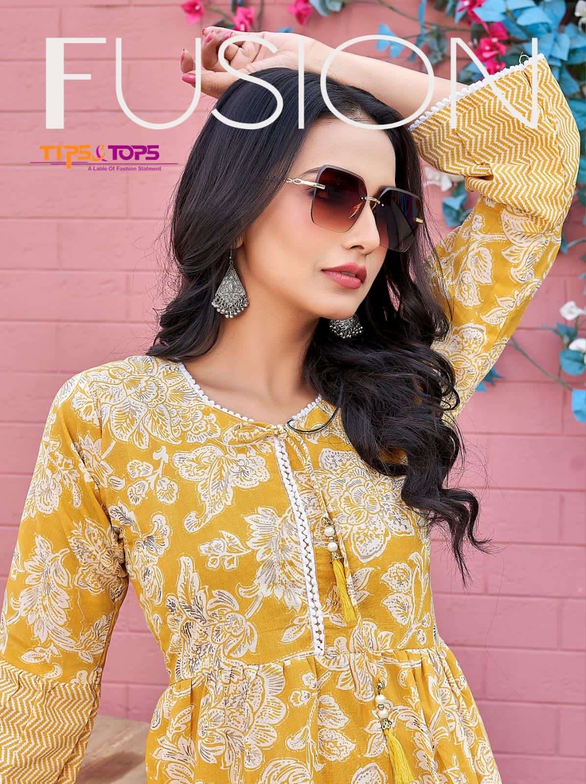 FUSION BY TIPS & TOPS 01 TO 06 SERIES COTTON PRINT SHORT KURTIS