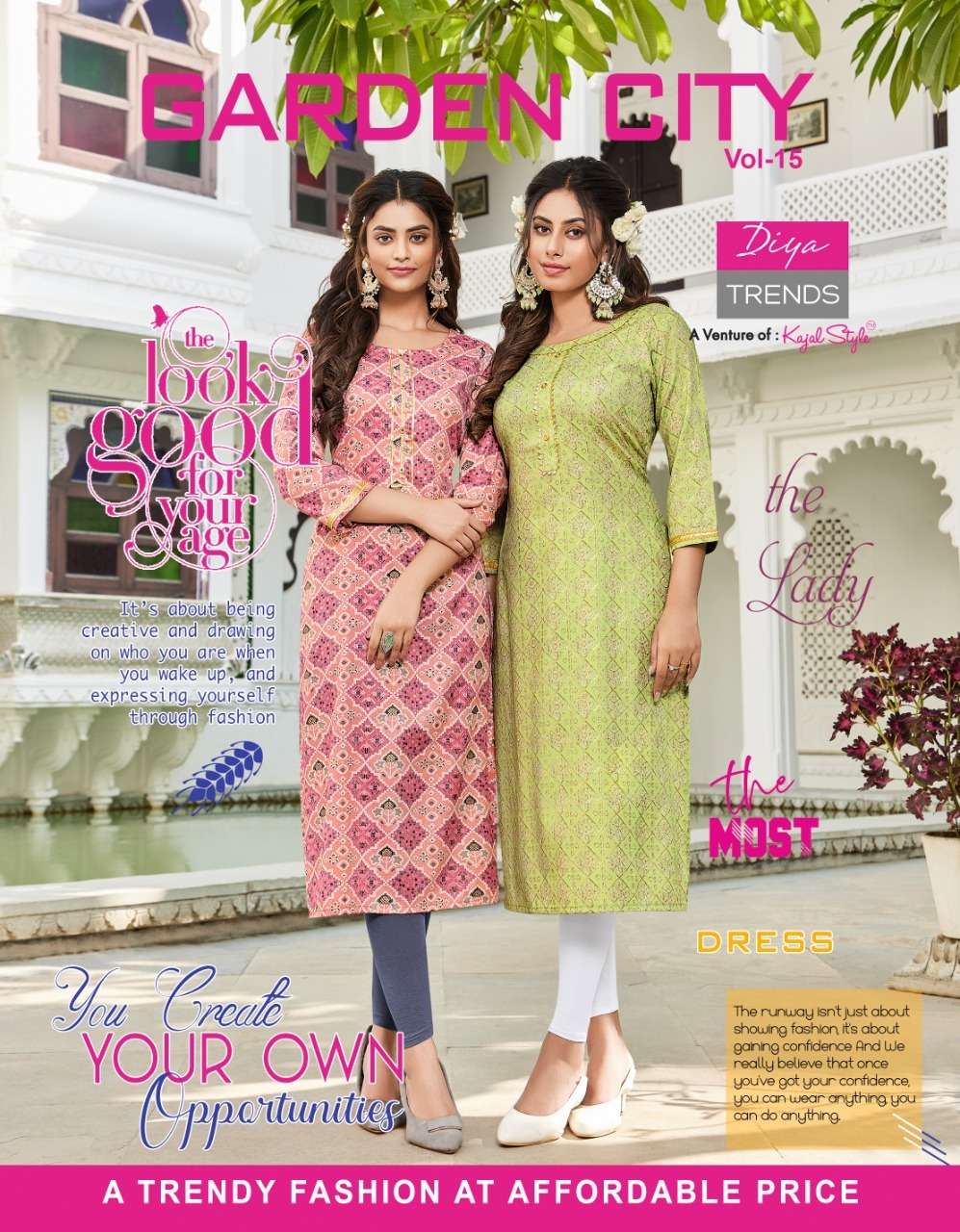 GARDEN CITY VOL-15 BY DIYA TRENDS 15001 TO 15014 SERIES RAYON PRINT KURTIS