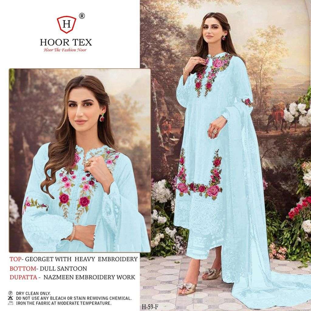 H-59 HIT DESIGN BY HOOR TEX FAUX GEORGETTE WORK DRESSES