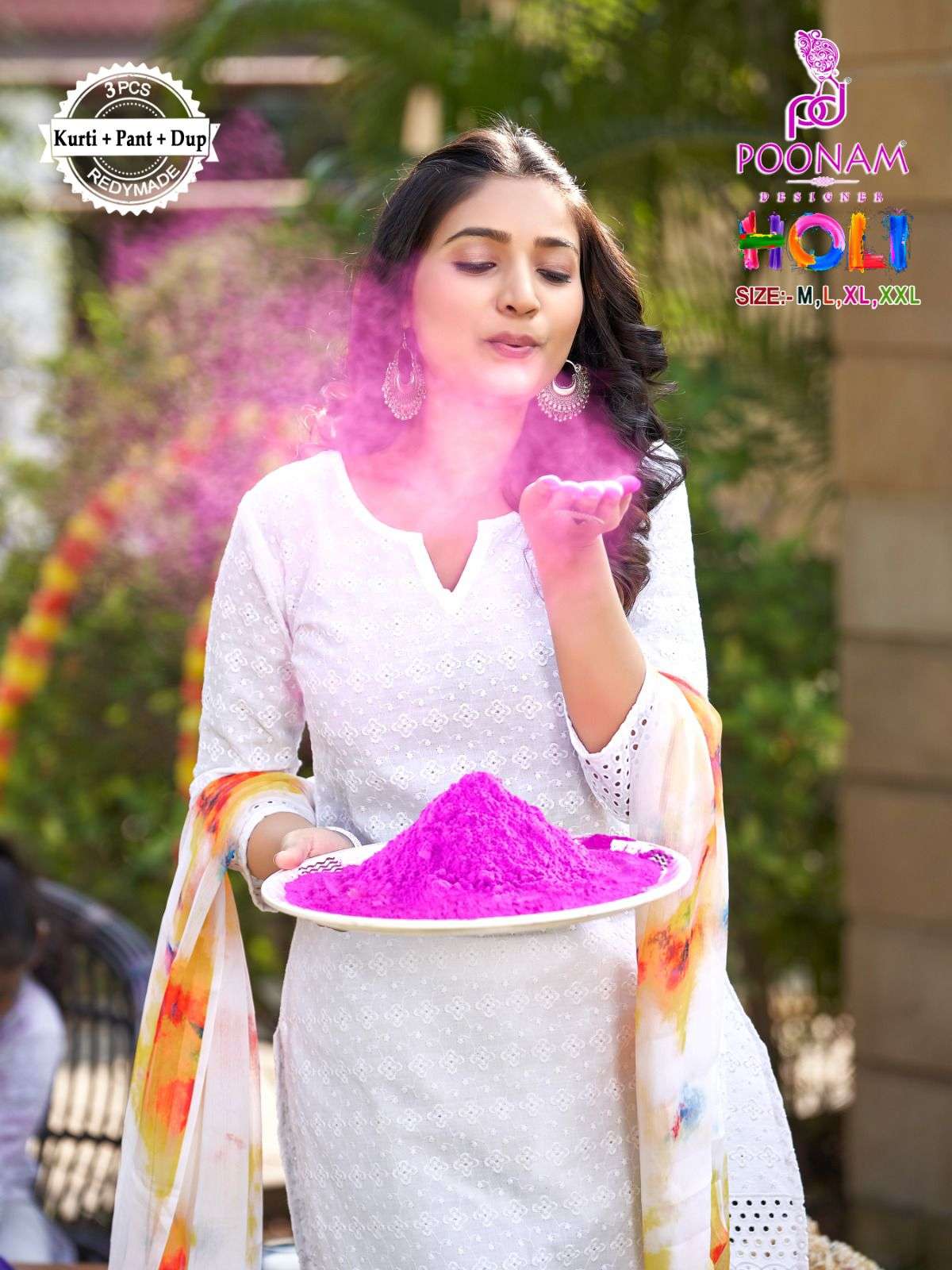 HOLI BY POONAM DESIGNER 1001 TO 1008 SERIES COTTON DRESSES WITH CHIKAN WORK