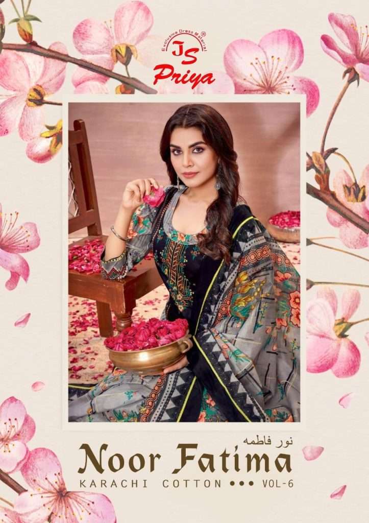 JS NOOR FATIMA VOL-6 BY ASLIWHOLESALE 6001 TO 6010 SERIES COTTON PRINT DRESSES