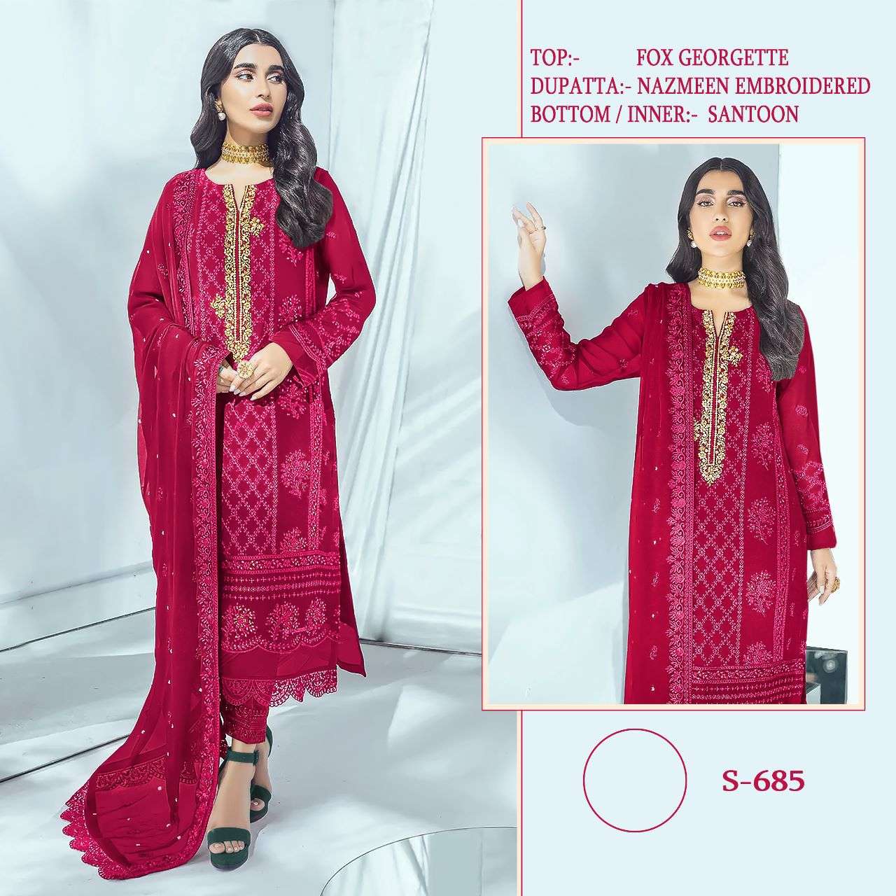 K-685 COLOURS BY SHREE FABS FAUX GEORGETTE EMBROIDERY PAKISTANI DRESSES