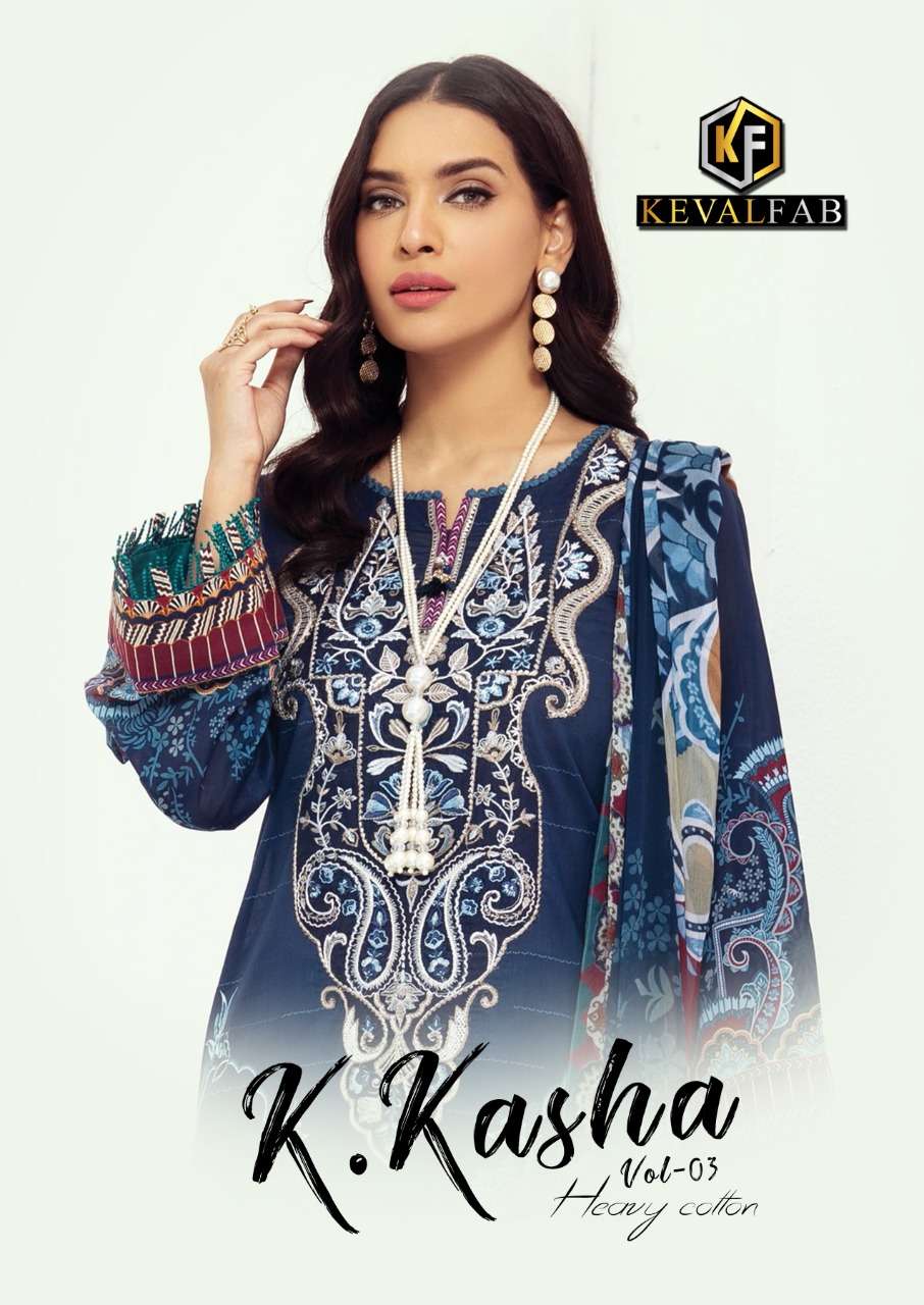 K.KASHA VOL-6 BY KEVAL FAB 3001 TO 3006 SERIES COTTON PAKISTANI PRINT DRESSES