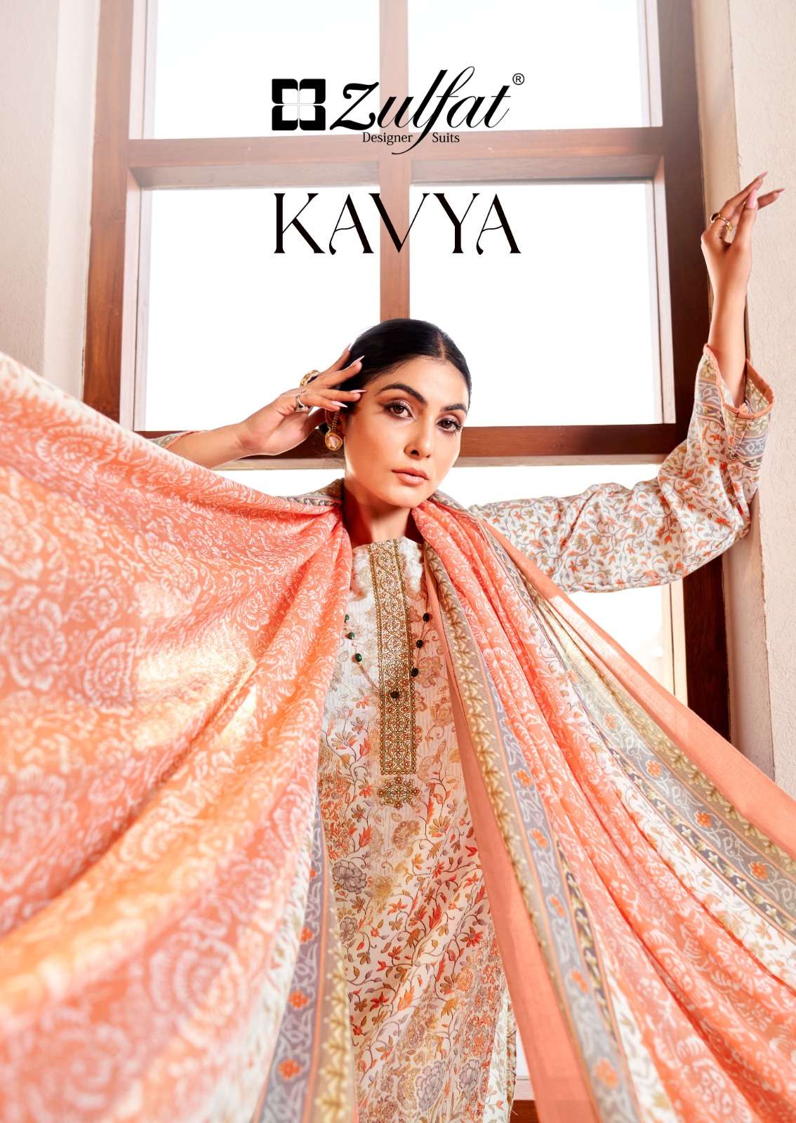 KAVYA BY ZULFAT 475-001 TO 475-010 SERIES DESIGNER COTTON DRESSES