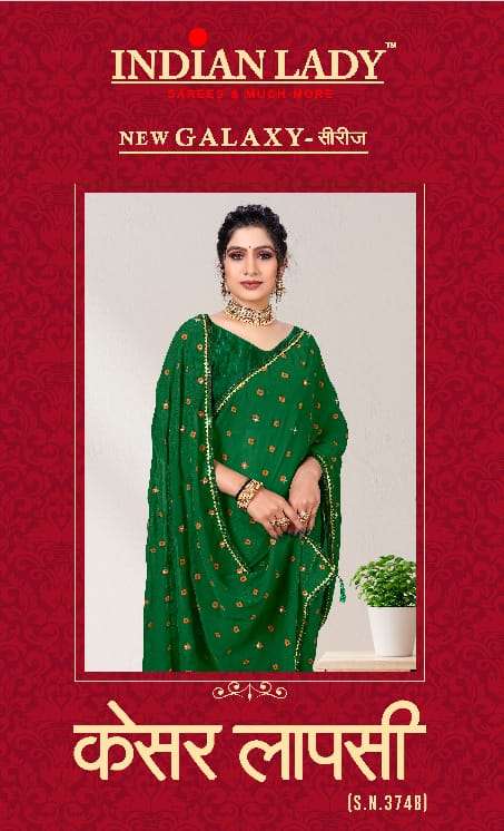 KESAR LAAPSI -2  BY INDIAN LADY 3748-A TO 3748-H SERIES ZOMATO WORK SAREES