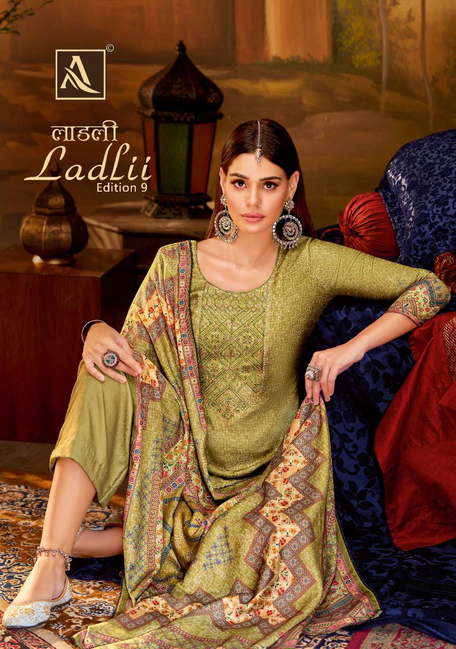 LADLI VOL-09 BY ALOK SUITS 1094-001 TO 1094-008 SERIES COTTON EMBROIDERY DRESSES