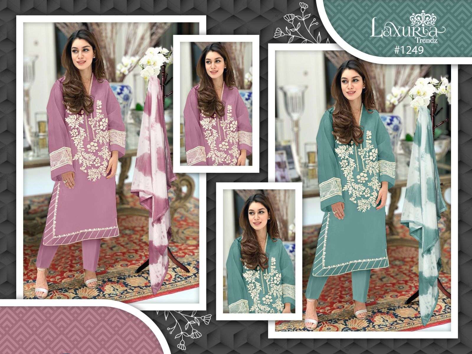 LAXURIA 1249 BY LAXURIA TRENDZ FAUX GEORGETTE STITCHED PAKISTANI DRESSES