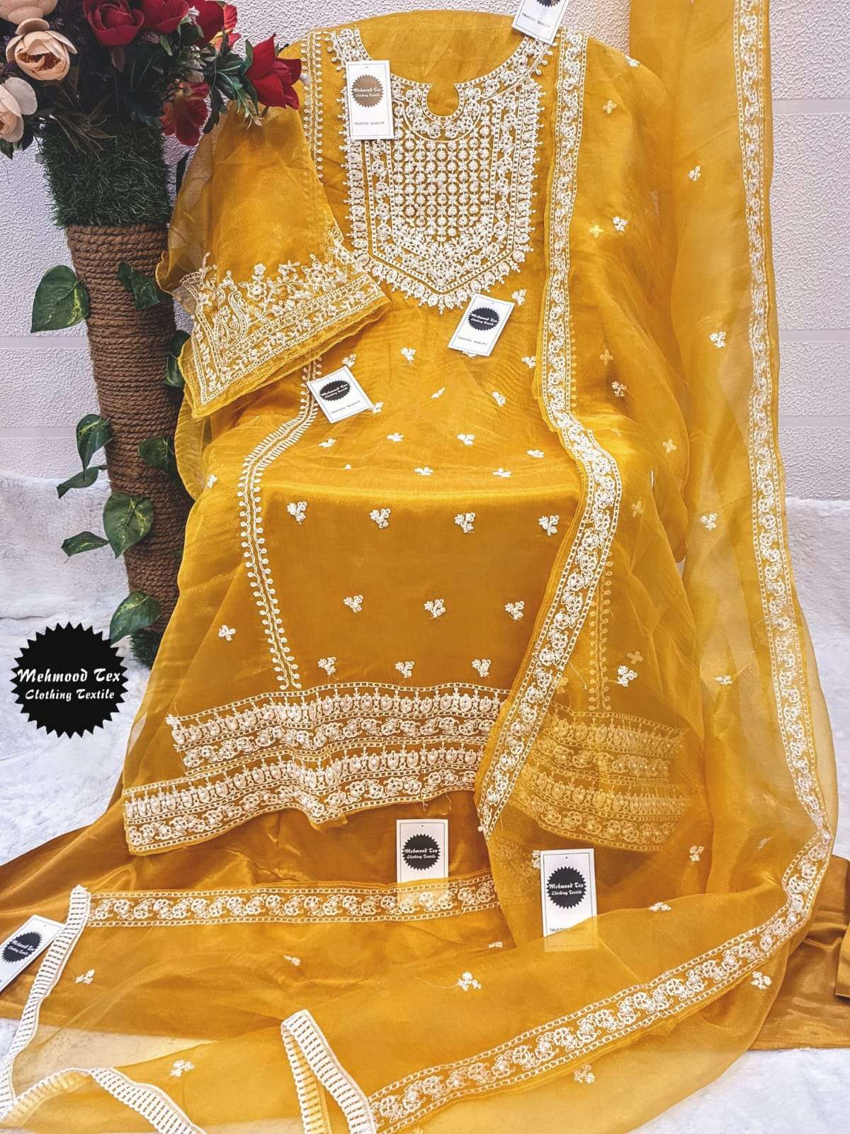 M-19 HIT DESIGN BY MEHMOOD TEX ORGANZA EMBROIDERY PAKISTANI DRESS