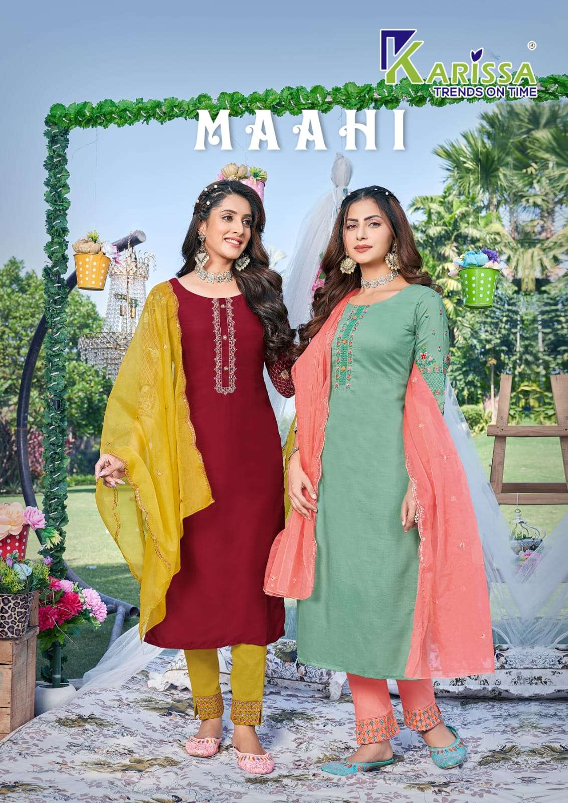 MAAHI BY KARISSA 1301 TO 1306 SERIES VISCOSE CHINON SILK STITCHED DRESSES