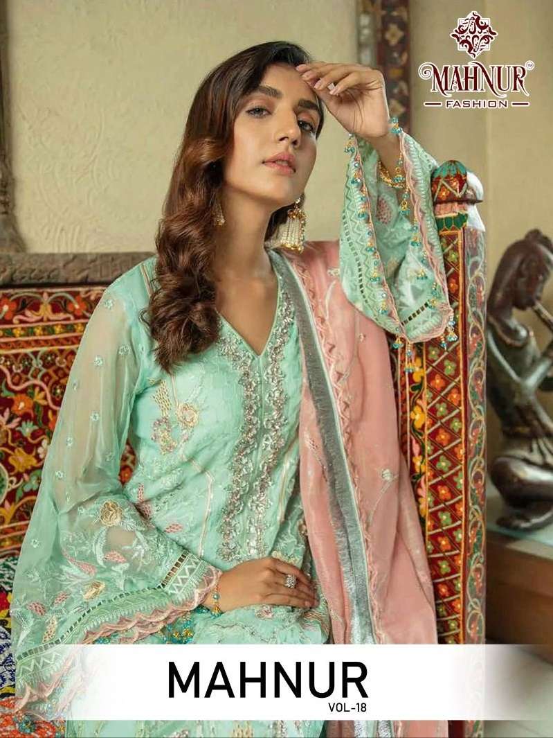 MAHNUR VOL-18 BY MAHNUR FASHION 18001 TO 18003 SERIES FAUX GEORGETTE DRESSES