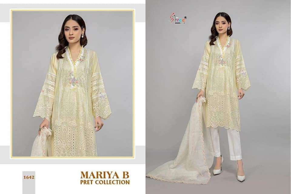 MARIYA B 1642 BY SHREE FABS COTTON CHIKAN EMBROIDERY PAKISTANI DRESS