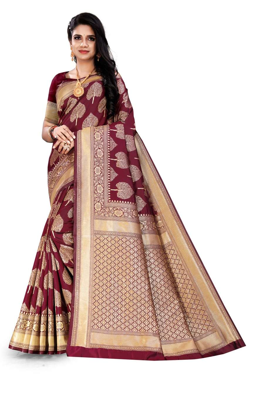 MAROON TREE BY ASLIWHOLESALE DESIGNER SILK SAREES