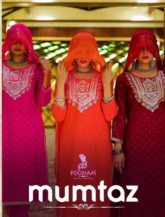 MUMTAZ BY POONAM DESIGNER 1001 TO 1006 SERIES RAYON STITCHED DRESSES