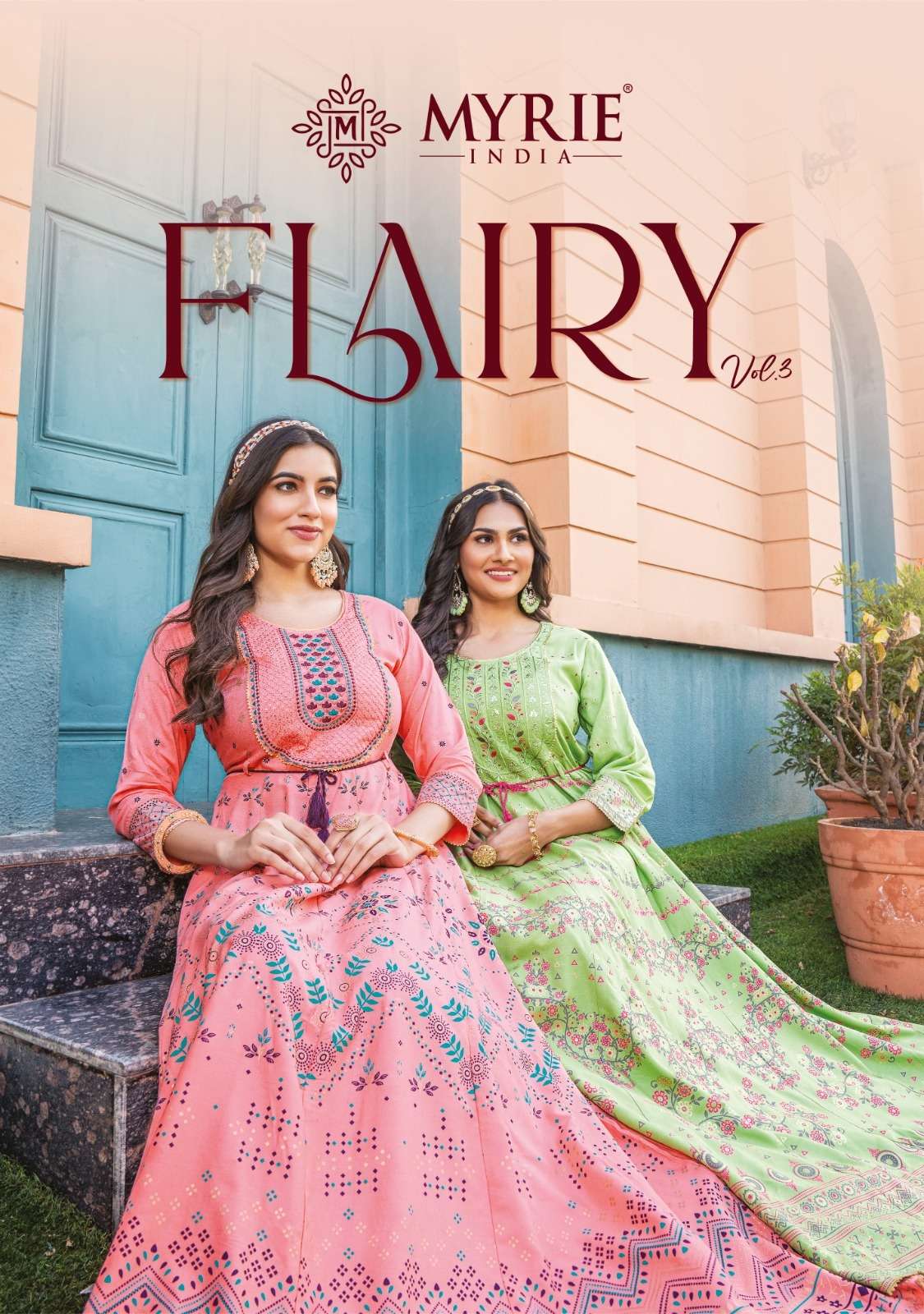 MYRIE FLAIRY VOL-3 BY ASLIWHOLESALE 301 TO 308 SERIES RAYON WORK GOWNS