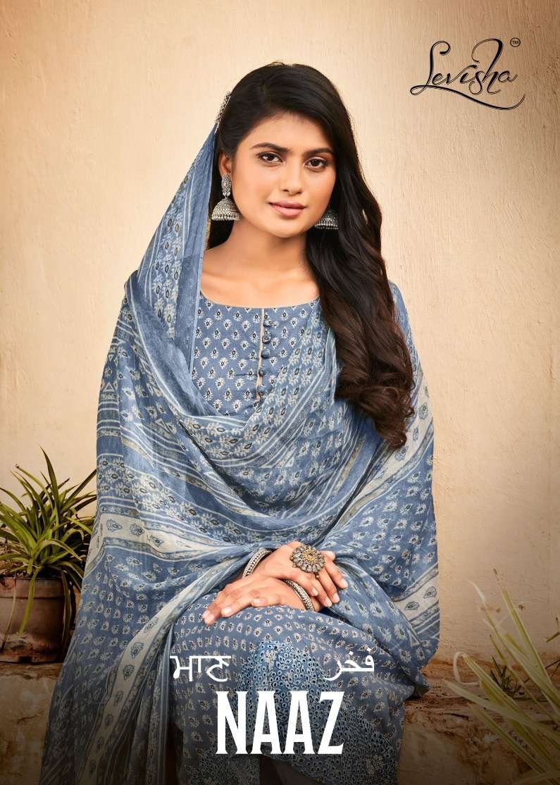 NAAZ BY LEVISHA 1013 TO 1020 SERIES COTTON PAKISTANI PRINT DRESSES