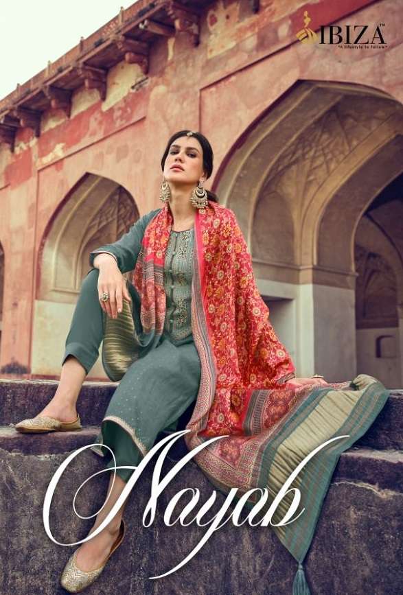 NAYAB BY IBIZA 11214 TO 11221 SERIES PURE MAZLIN JACQUARD WORK DRESSES