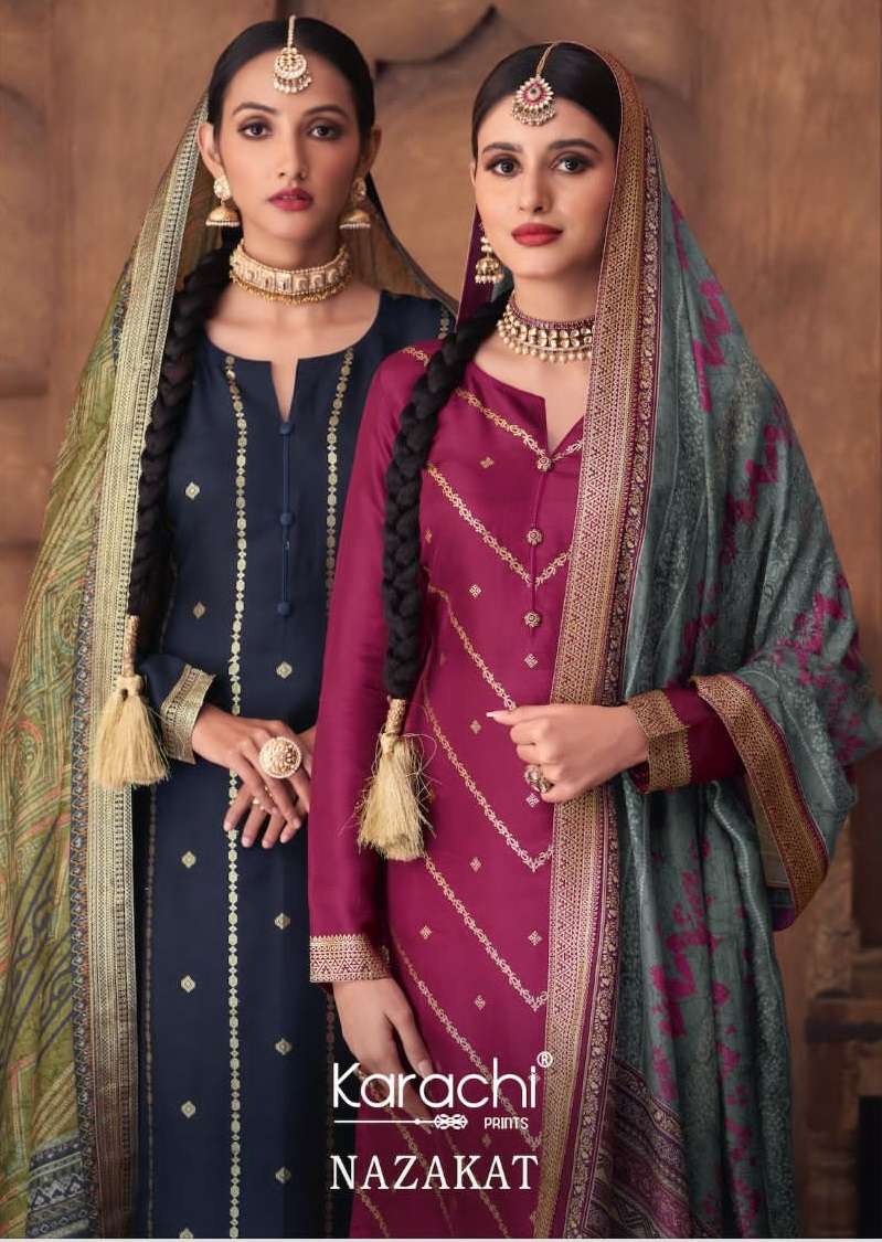 NAZAKAT BY KARACHI PRINTS 54001 TO 54006 SERIES SILK EMBROIDERY DRESSES