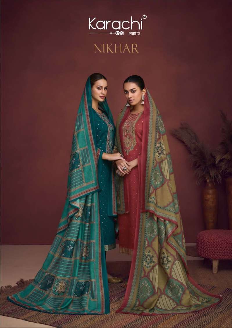 NIKHAR BY KESAR 52001 TO 52006 SERIES JAAM SATIN WORK DRESSES