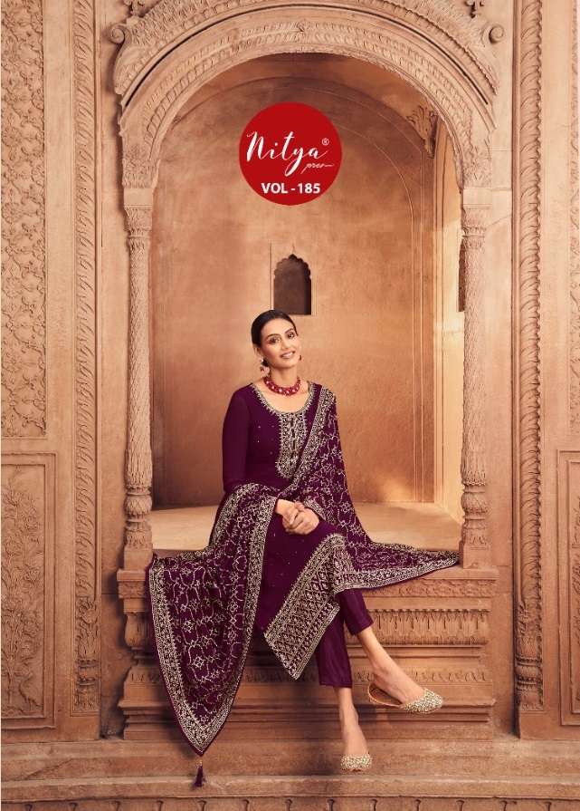 NITYA VOL-185 BY LT FABRICS 85001 TO 85006 SERIES GEORGETTE WORK DRESSES