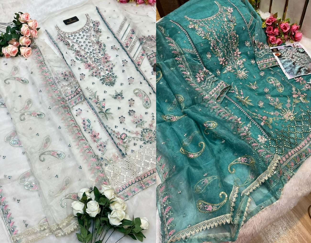 NOOR PINE 145 NX BY ZIAAZ DESIGNS ORGANZA EMBROIDERY PAKISTANI DRESSES