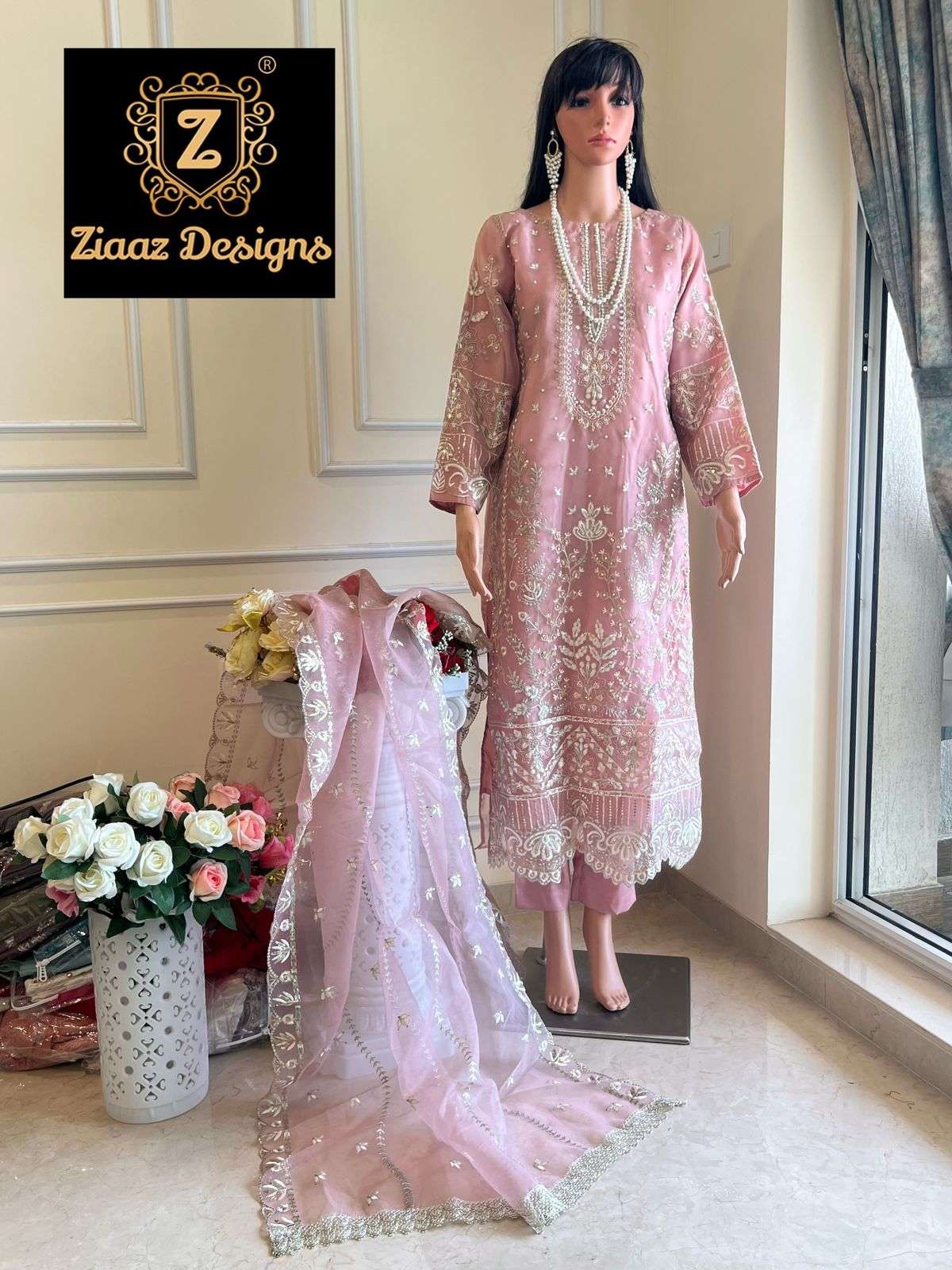 NOORJAHAN VOL-9 BY ZIAAZ DESIGNS ORGANZA EMBROIDERY  DRESSES