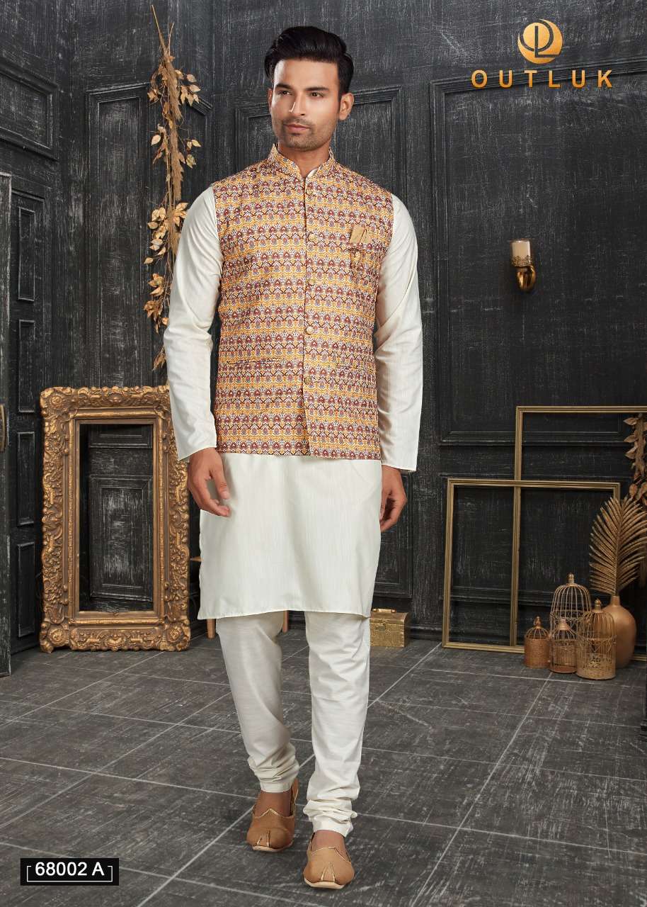 OUTLUK VOL-68 A BY OUTLUK 68001 TO 680012  SERIES MENS KURTAS WITH PAJAMA