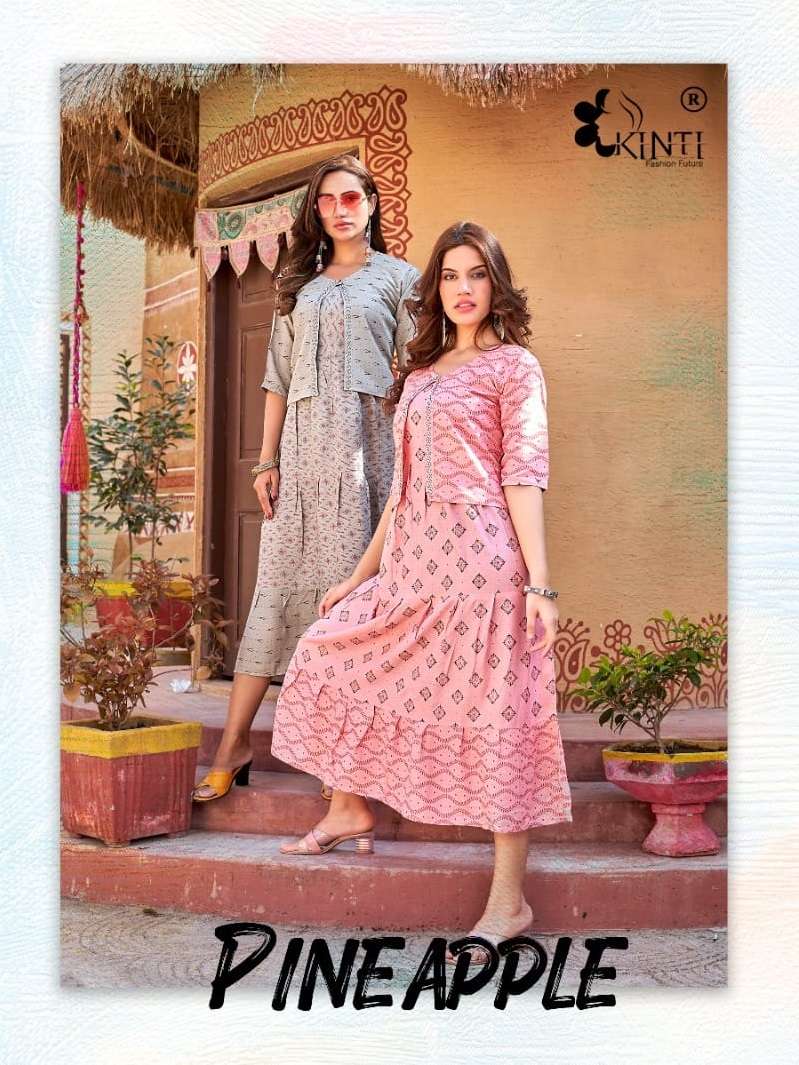 PINEAPPLE BY KINTI 1001 TO 1008 SERIES RAYON PRINT KURTI & JACKETS