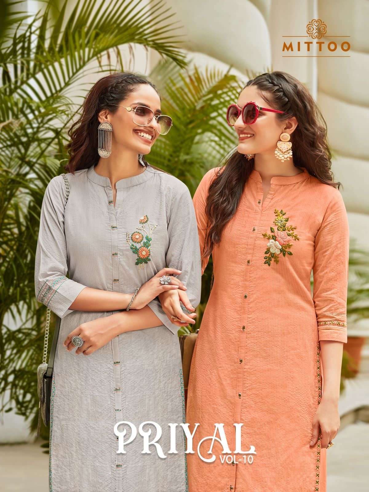 PRIYAL VOL-10 BY MITTOO 2073 TO 2078 SERIES COTTON WORK KURTIS