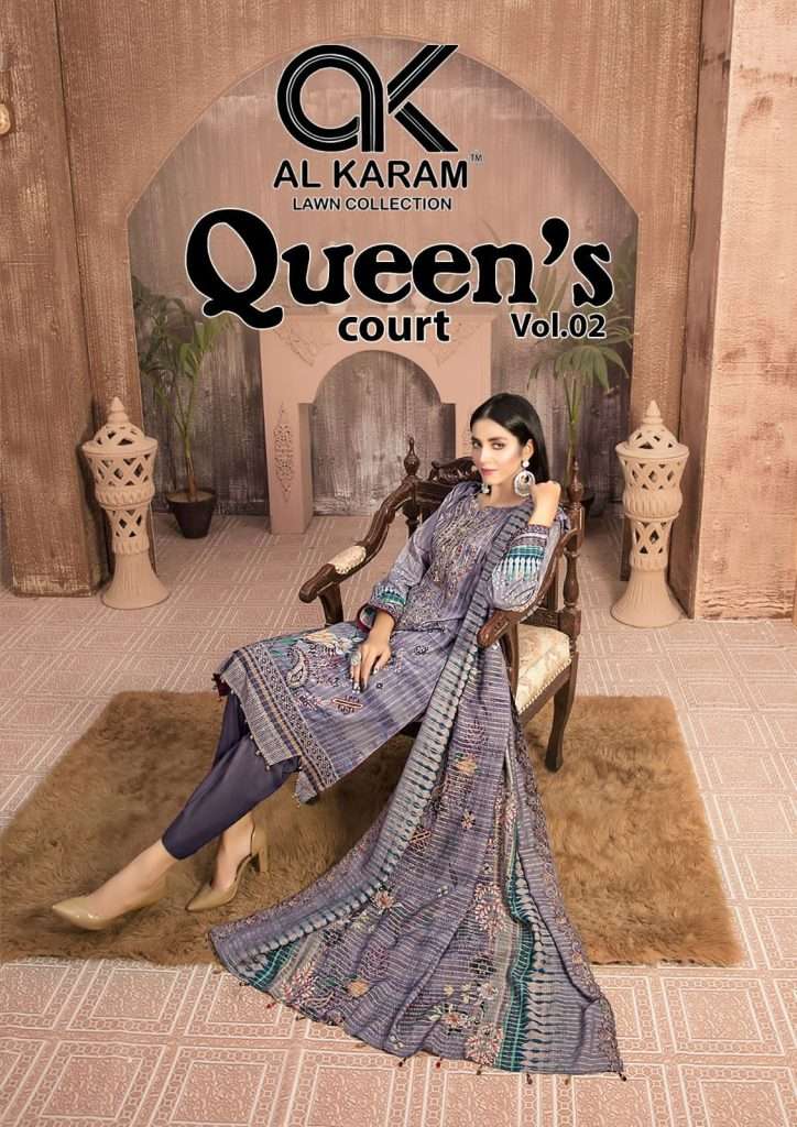 QUEENS COURT VOL-2 BY AL KARAM 01 TO 06 SERIES COTTON PRINT PAKISTANI DRESSES