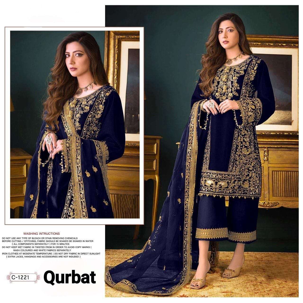 QURBAT C-1221 BY ASLIWHOLESALE GEORGETTE WORK DRESS