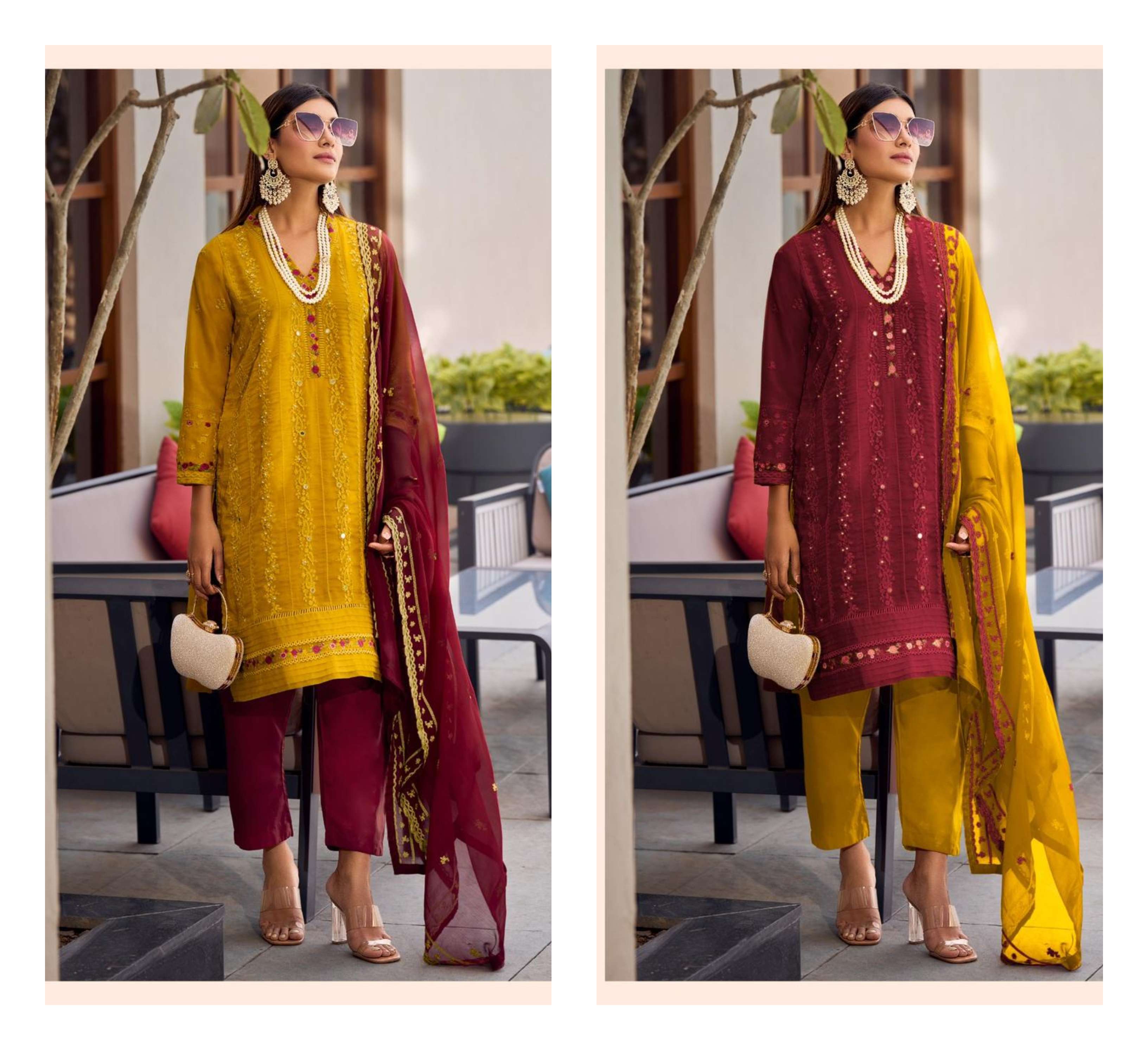 R-1087 NX BY SHREE FABS ORGANZA EMBROIDERY STITCHED PAKISTANI DRESSES