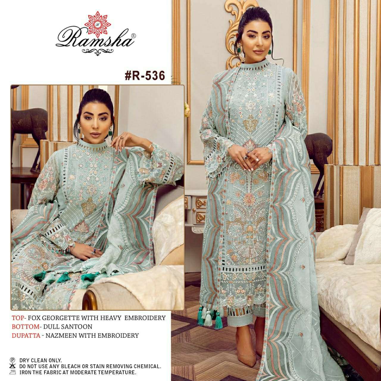 R-536 HIT DESIGN BY RAMSHA GEORGETTE WORK PAKISTANI DRESSES