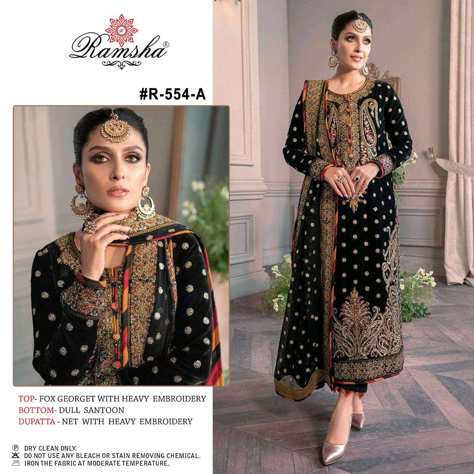 R-554 COLOURS  BY RAMSHA GEORGETTE WORK PAKISTANI DRESSES