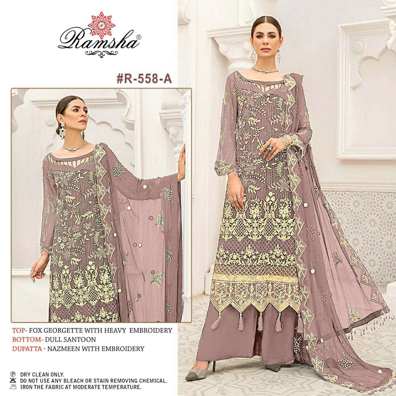 R-558 NX BY RAMSHA 558-A TO 558-D SERIES GEORGETTE WORK PAKISTANI DRESSES