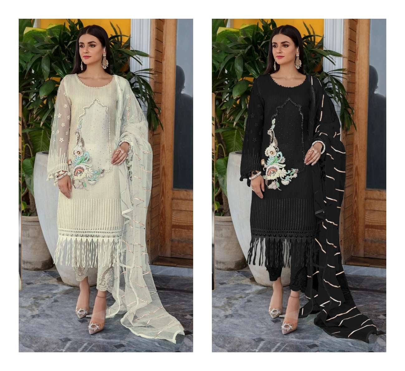 R-561 NX BY RAMSHA 561-A & 561-B GEORGETTE EMBROIDERY PAKISTANI DRESSES