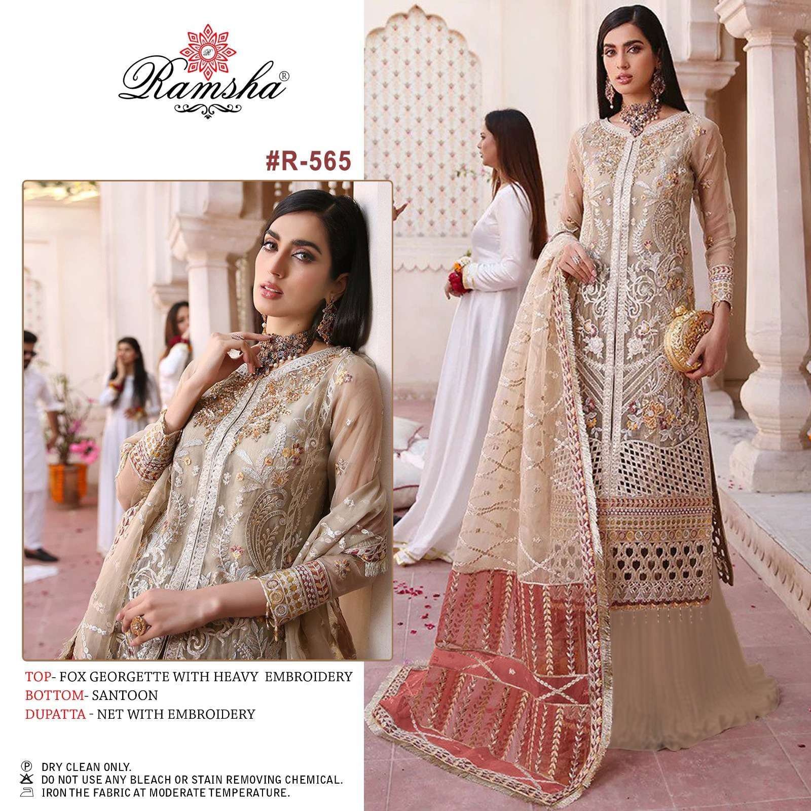 R-565 HIT DESIGN BY RAMSHA GEORGETTE WORK PAKISTANI DRESSES