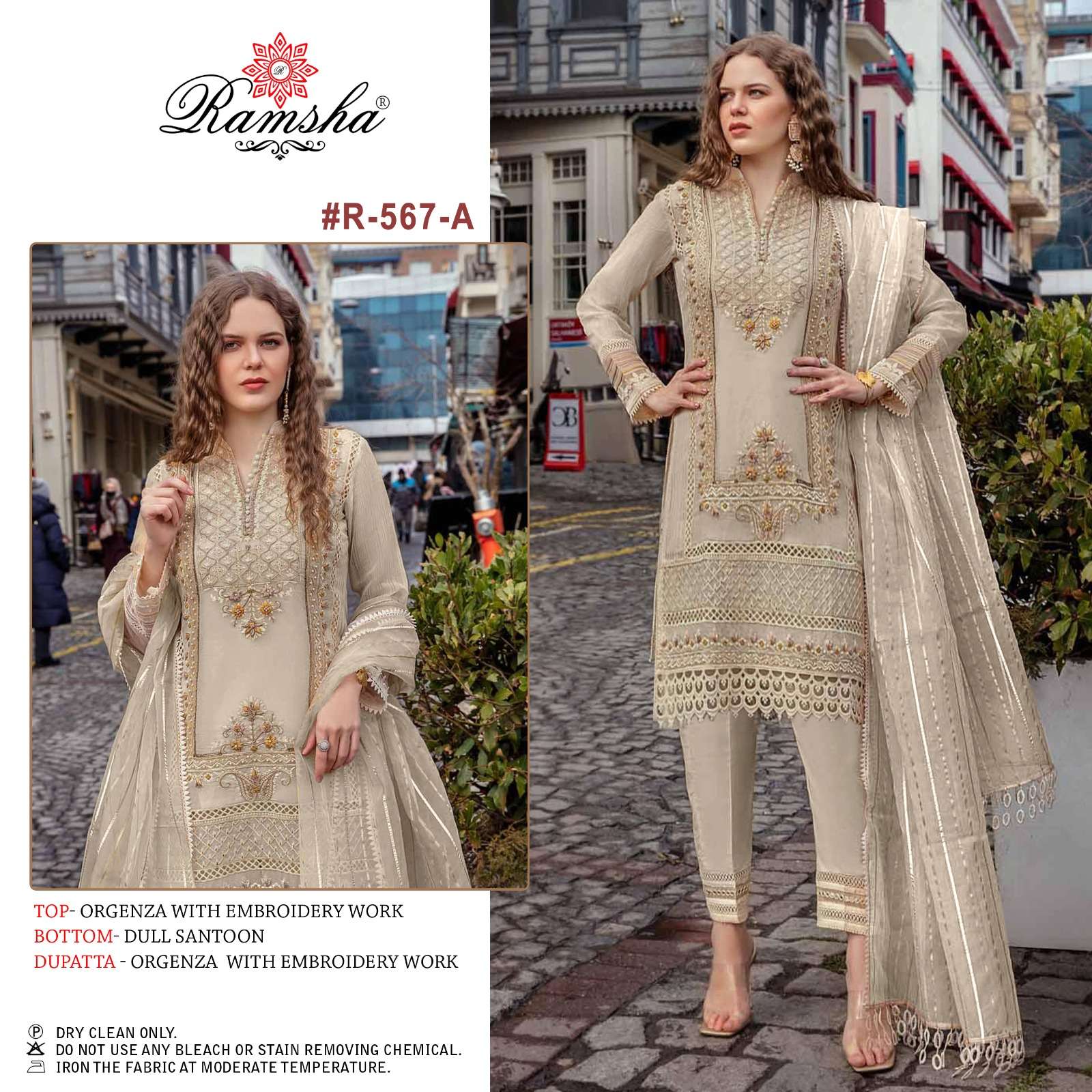 R-567 NX BY RAMSHA 567-A TO 567-D SERIES ORGANZA EMBROIDERY PAKISTANI DRESSES