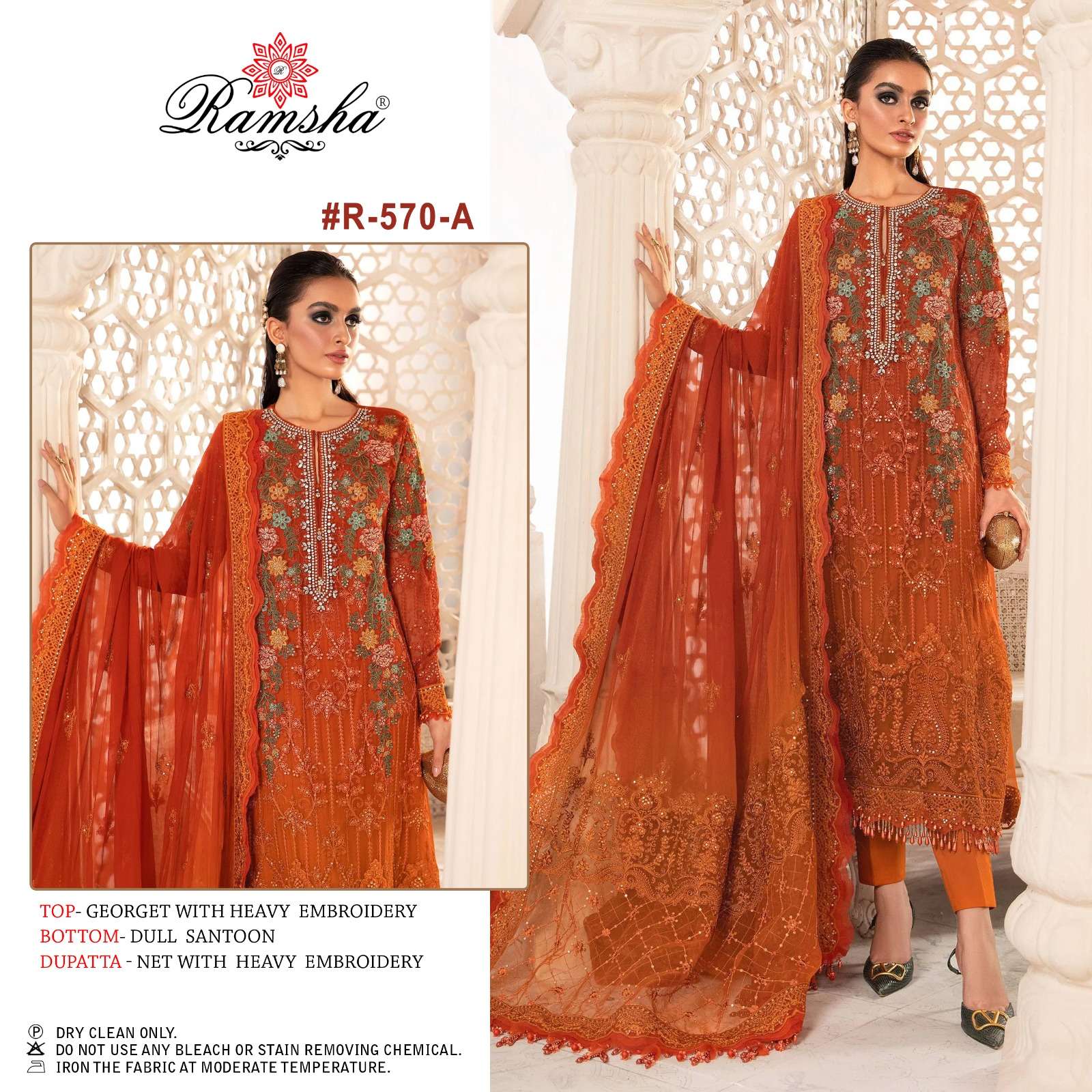 R-570 NX BY RAMSHA 570-A TO 570-D SERIES GEORGETTE WORK PAKISTANI DRESSES