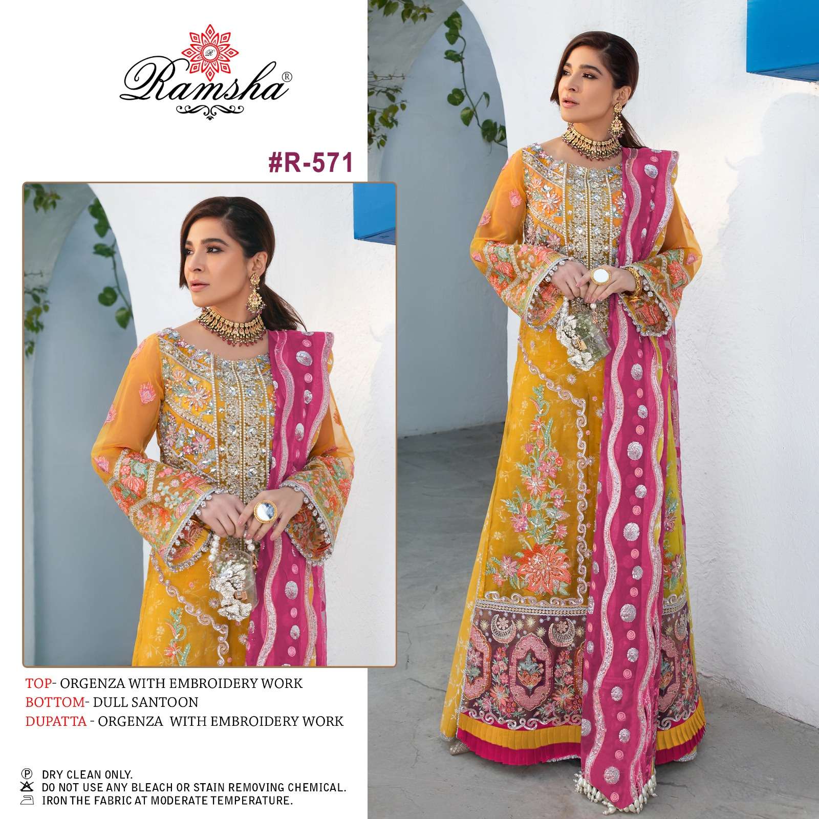 R-571 HIT DESIGN BY RAMSHA GEORGETTE WORK PAKISTANI DRESSES