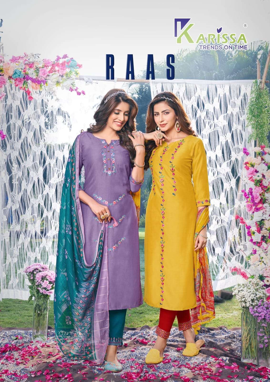 RAAS BY KARISSA 1201 TO 1206 SERIES CHINON EMBROIDERY STITCHED DRESSES