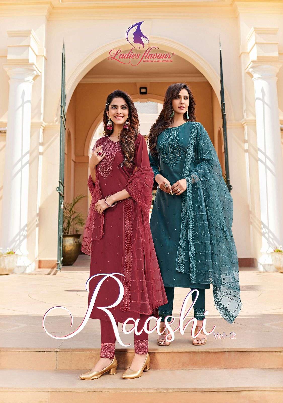 RAASHI - 2 BY LADIES FLAVOUR 2001 TO 2006 SERIES VISCOSE EMBROIDERY STITCHED DRESSES