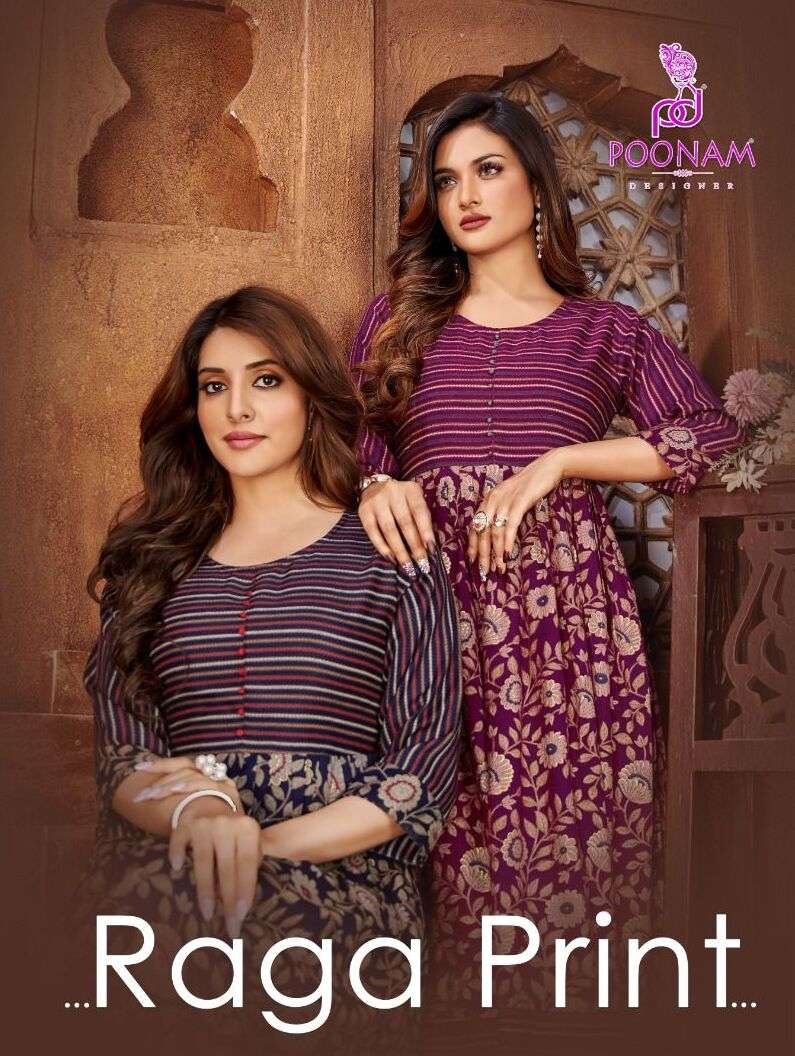 RAGA PRINTS BY POONAM DESIGNER 1001 TO 1012 SERIES RAYON STITCHED GOWN